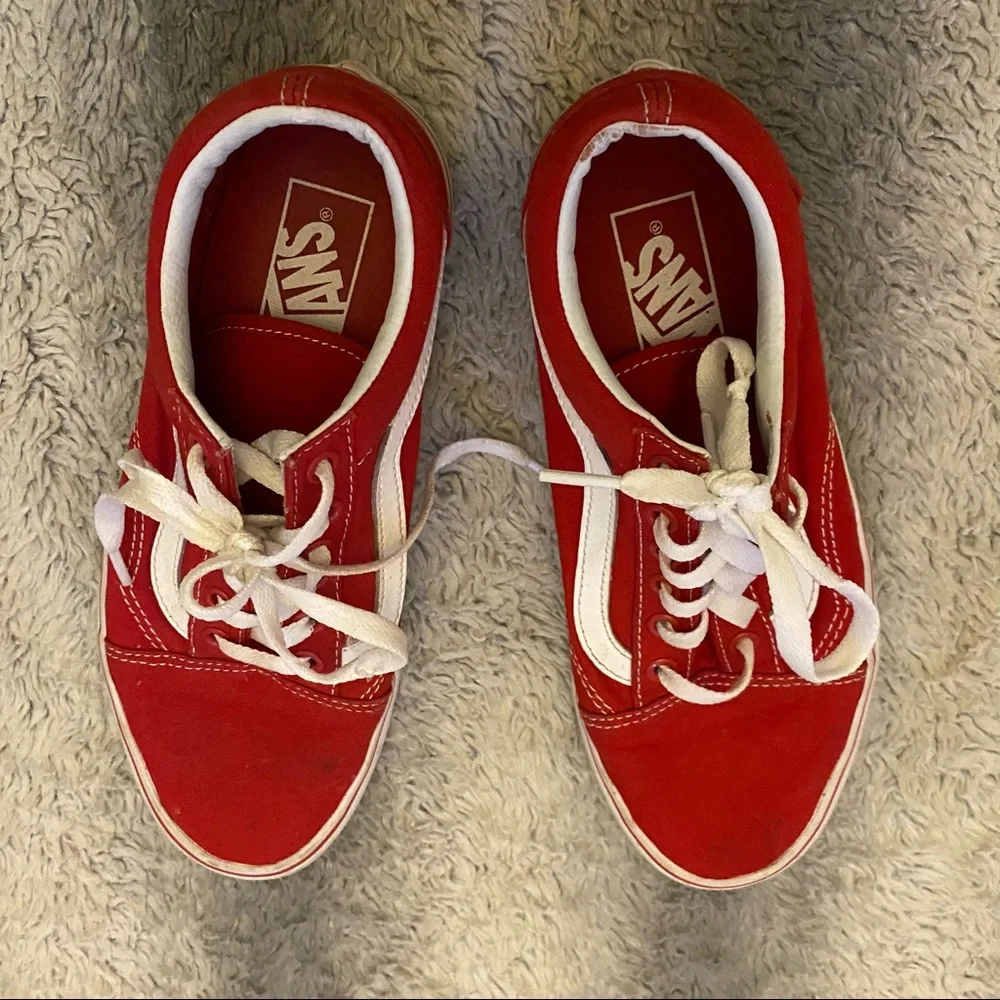 Vans Low Top Shoes Mens Size 6 Red White - Picture 2 of 8